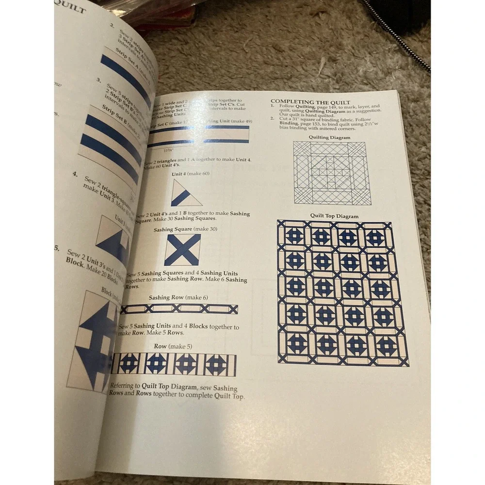 Blue Quilt Patterns Book Quick Method Easy Piecing Beginner Sewing Guide